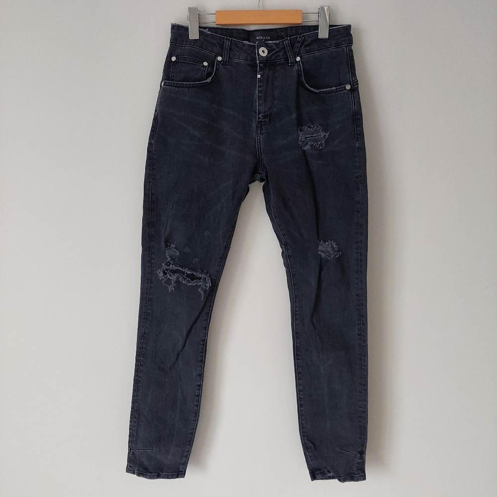 Kollar Clothing Vintage Faded Black Jeans, Men's 30, Distressed, Made in Turkey